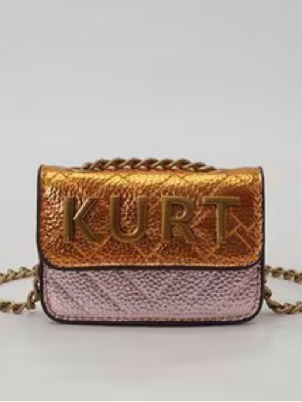 Kurt Geiger Metallic Copper and Rose Mini Chain Crossbody